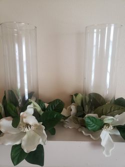 2 tall pillar floating candle holders