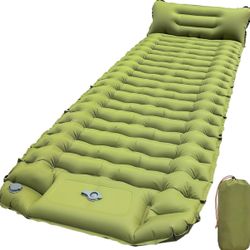 Sleeping Pad, Ultralight Inflatable Sleeping Pad for Camping with Pillow Built-in Foot Pump, Extra Thick Compact Camping Sleeping Mat for Hiking, Back