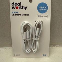 Two USB-A To Lightning Cables