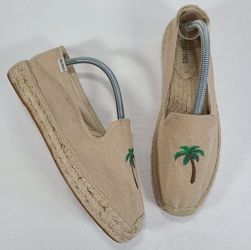 Soludos Tan Palm Tree Espadrille Smoking Slipper Women's Size 11