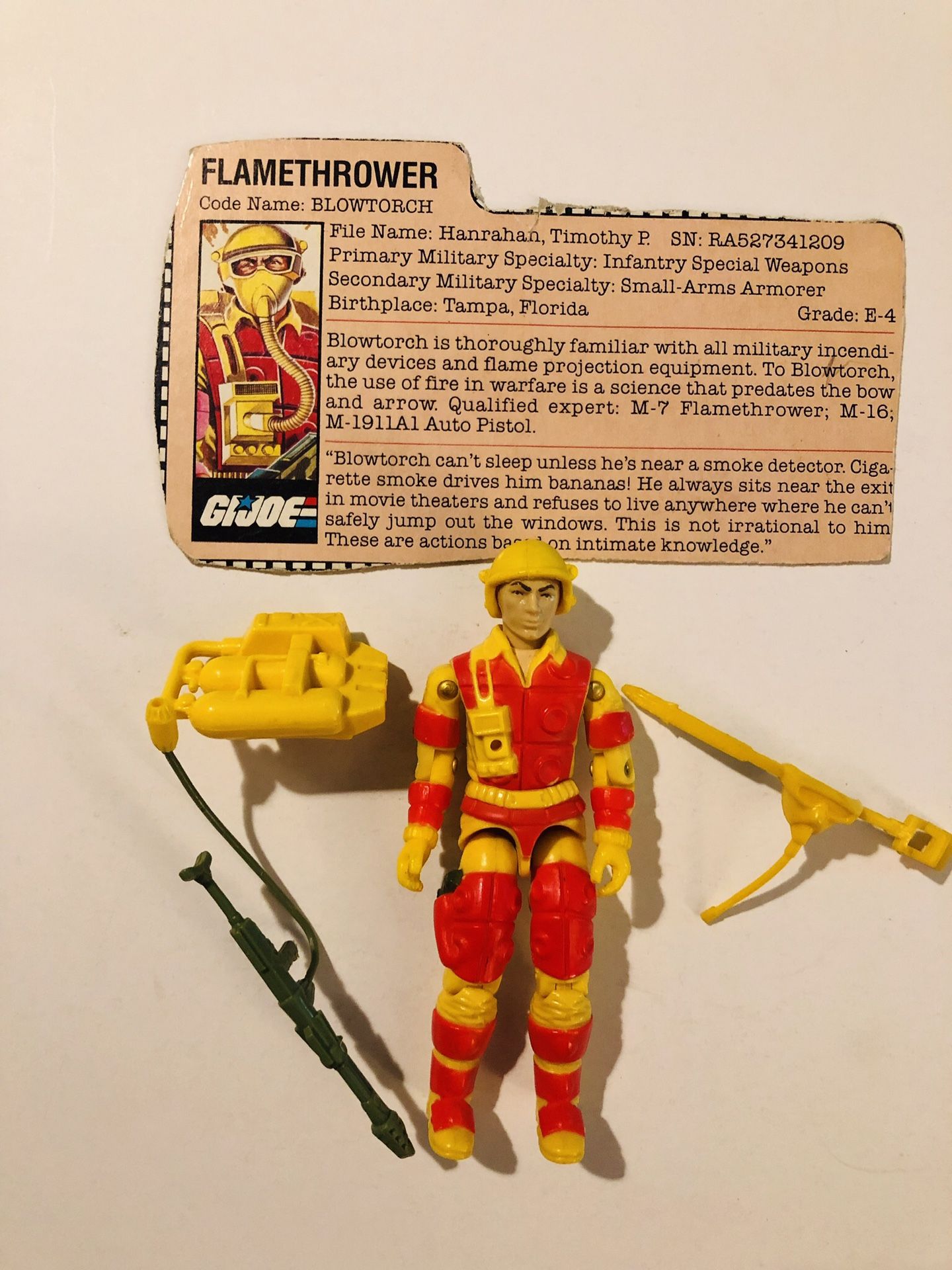 Gi Joe Blowtorch Vintage 1984 complete with card