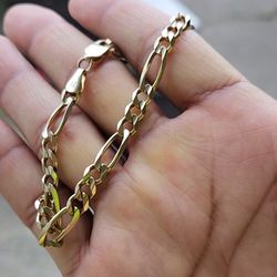 Real  Solid 10k Figaro Bracelet 