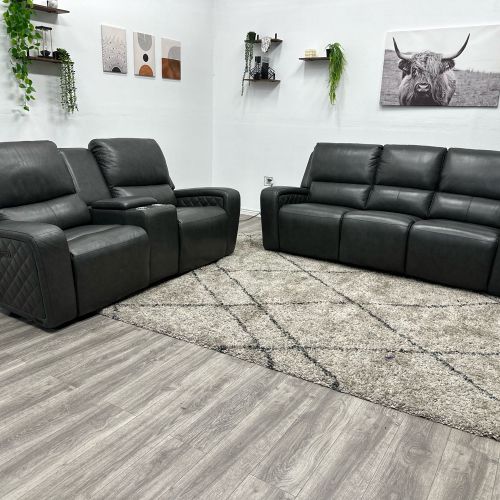 Leather Recliner Couch Set - Free Delivery