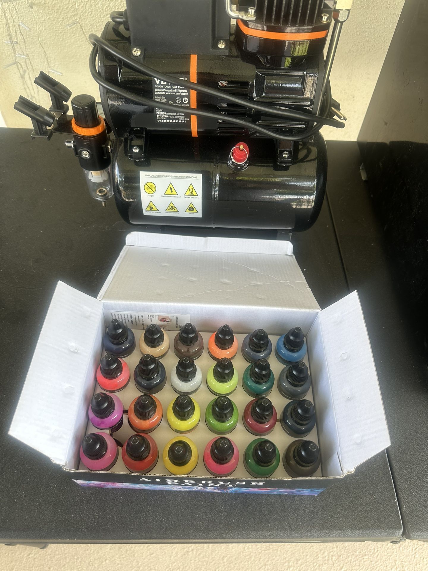 Airbrush Compressor And Paint