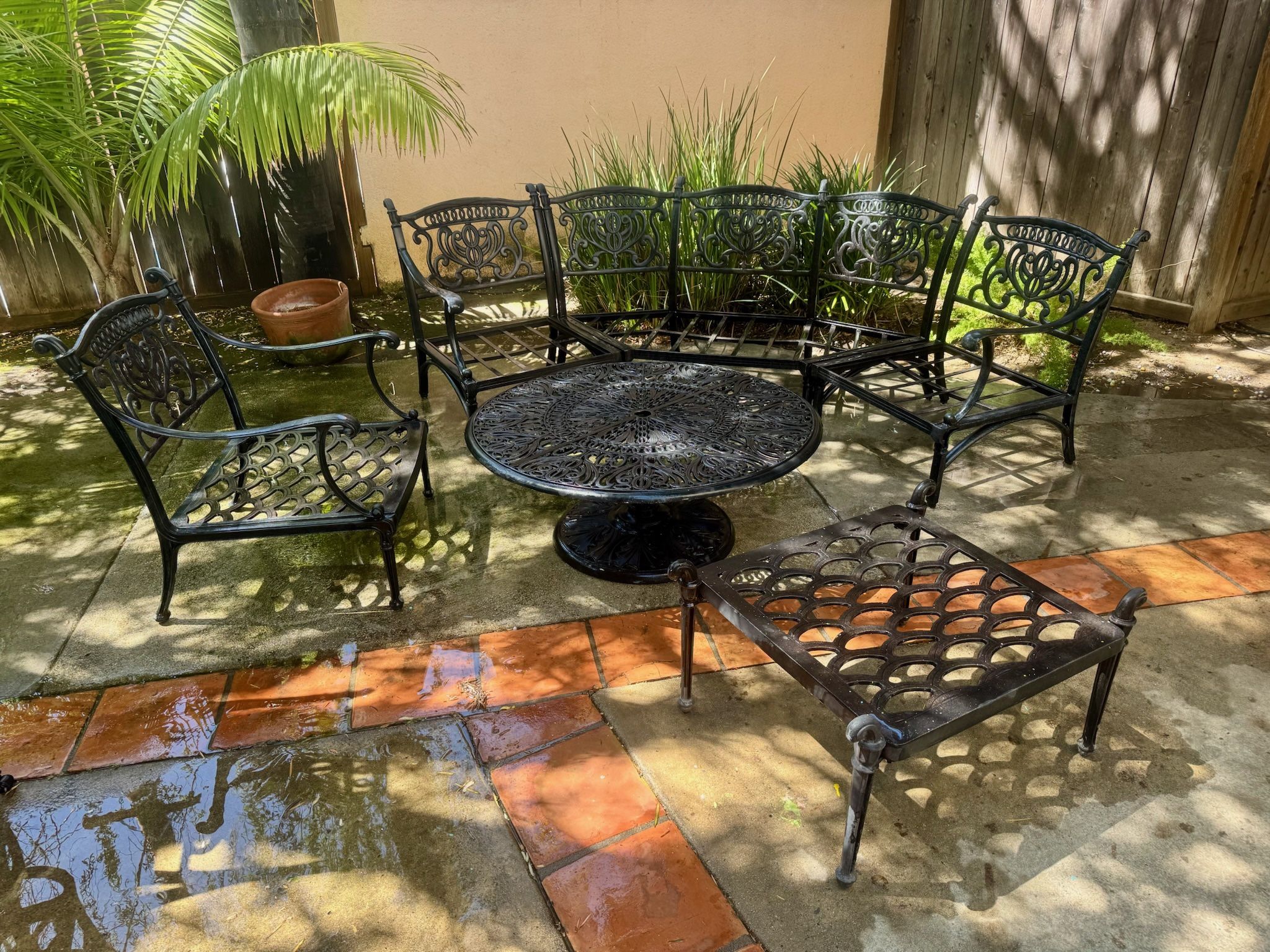 Patio World 10-Piece Wrought Iron Patio Furniture Set - Bar-Height Dining & Conversation Set