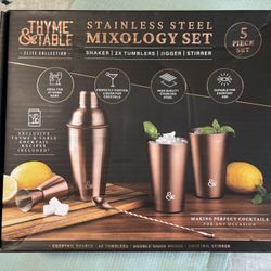 Thyme & Table Stainless Steel Mixology Bar Kit, Rose Gold, 5 Piece Set