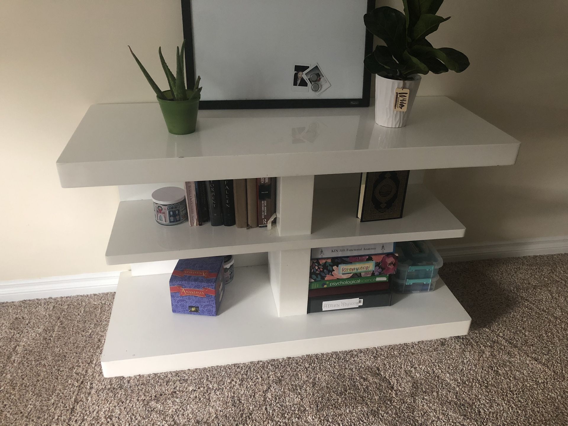 Tv stand / Storage Furniture White Shelves Desk