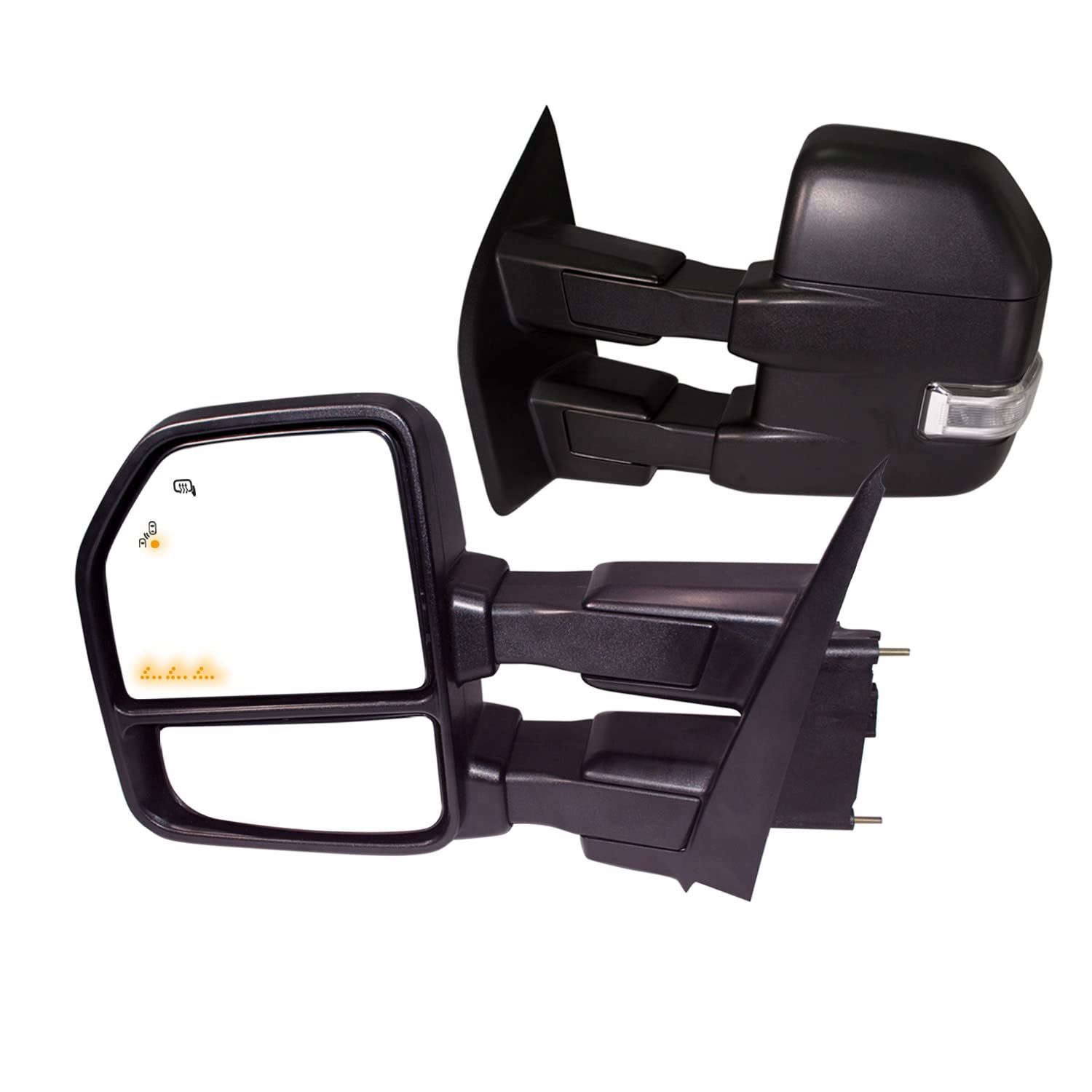 AERDM New F150 Towing Mirrors Fit 2015 2018 With Auxiliary/Puddle Lights Signal Indicator And Linear Arrow Light Power Operation Heated Black Housing