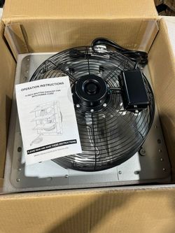 New-KEN BROWN 14" Duct Exhaust Fan - 1520 CFM, Wall Mounted for Garage/Attic/Greenhouse/Shed