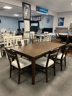 7PC Brown Dining Table Set