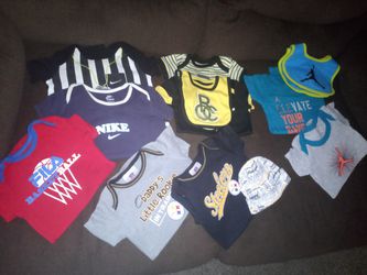 Nike, Rocawear, Jordan, Fila, and Steelers and also I have three Puma bibs!!! 3 month lot...