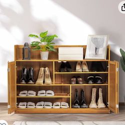 4-TIER BAMBOO SHOE CABINET AND ORGANIZER