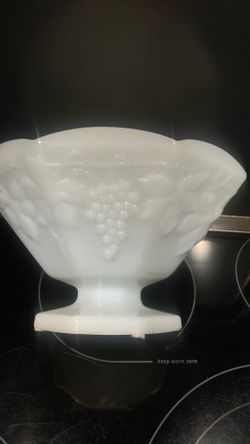Vintage Milk Glass Pedestal Bowl – 9”
