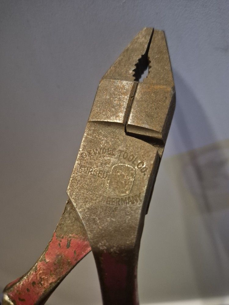 Vintage Oxwall Tool Co. Lineman Slip Joint Pliers WW2