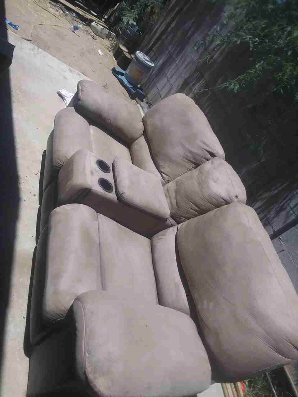Leather and microfiber Couch and loveseat set