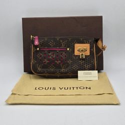 Louis Vuitton Monogram Perforated Pochette Clutch – Fuchsia Pop & Padlock Charm