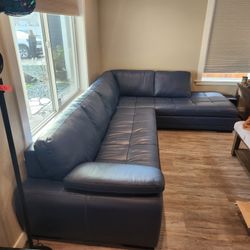 Large Leather Sectional Basically New 