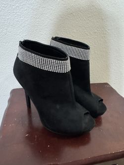 Black Faux 4.5 Inches with Rhinestones