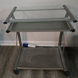 Computer Desk - Space Saving - Glass and Metal