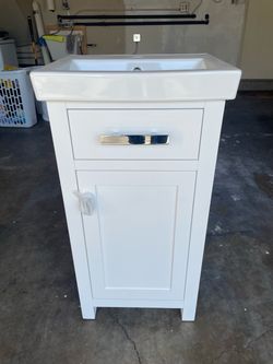White bathroom vanity 18 inch wide brand new