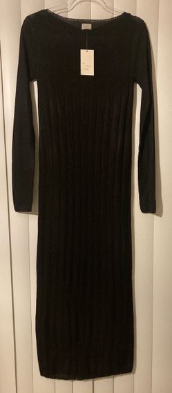 A New Day Women Long Sleeve Sheer Maxi Sweater Dress Black Size XSmall