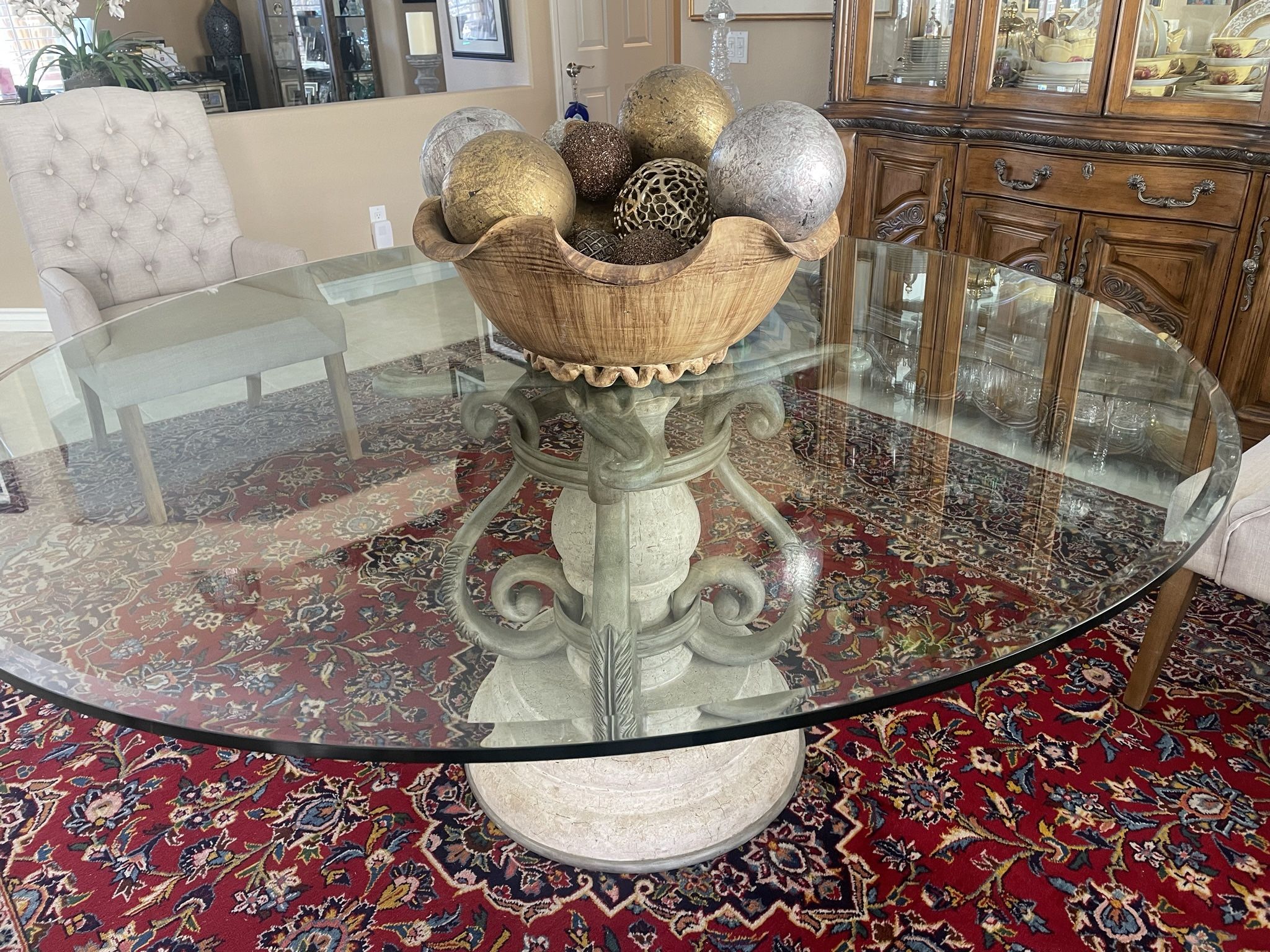 Glass Table with Pedestal Base, 72 Inch Round