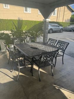 Cast Aluminum Patio Dining Set with 7 Chairs