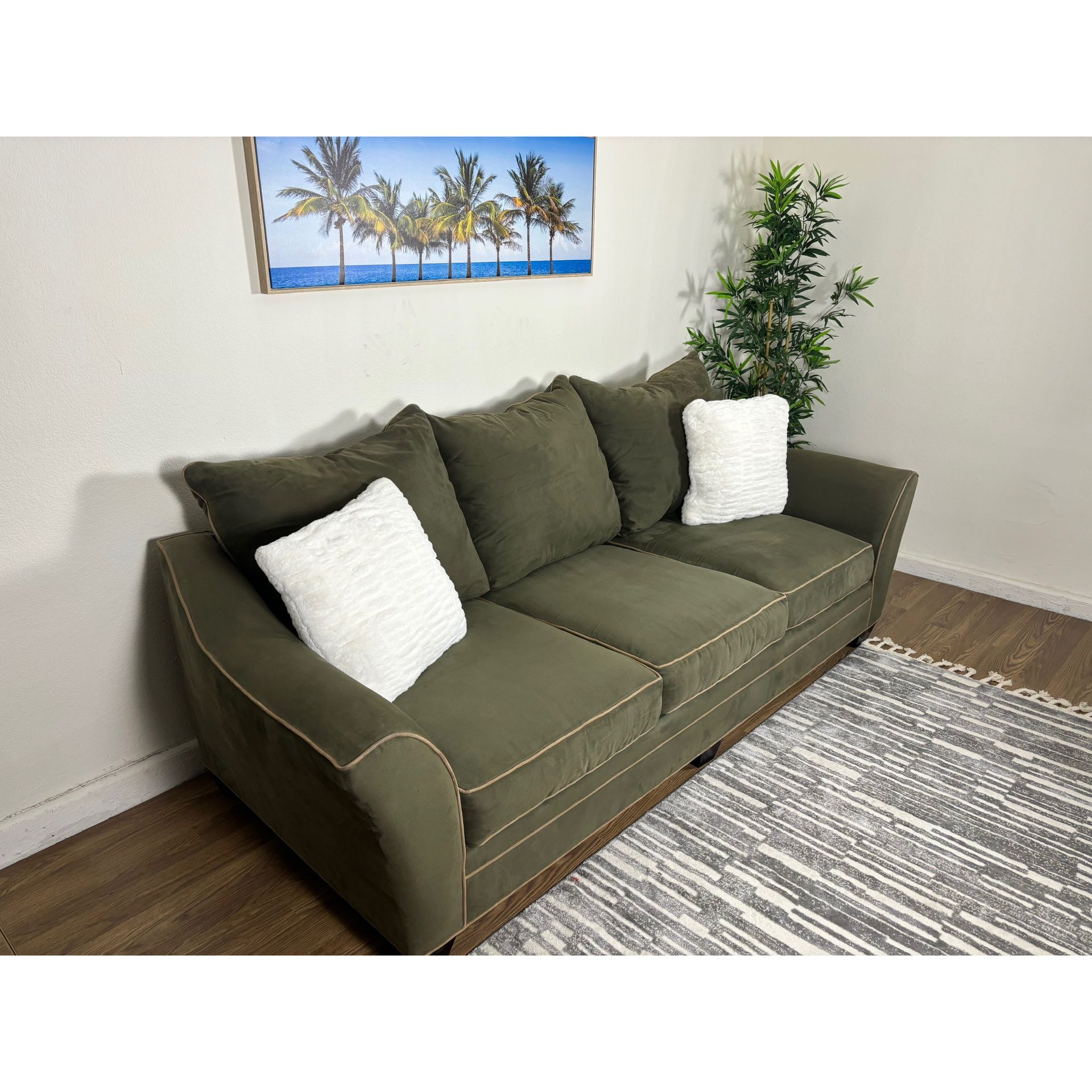 Beautiful Olive Green Couch - Free Delivery