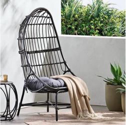 Black Rattan Egg Chair with Cushion new in box 📦