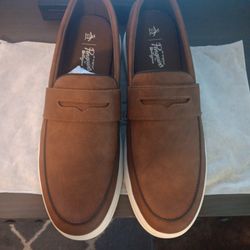Penguin Brown Leather Slip On Sneakers
