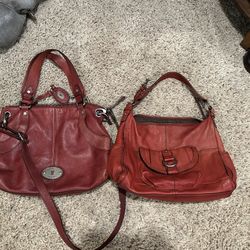 2 Excellent Condition Red Fossil Purses