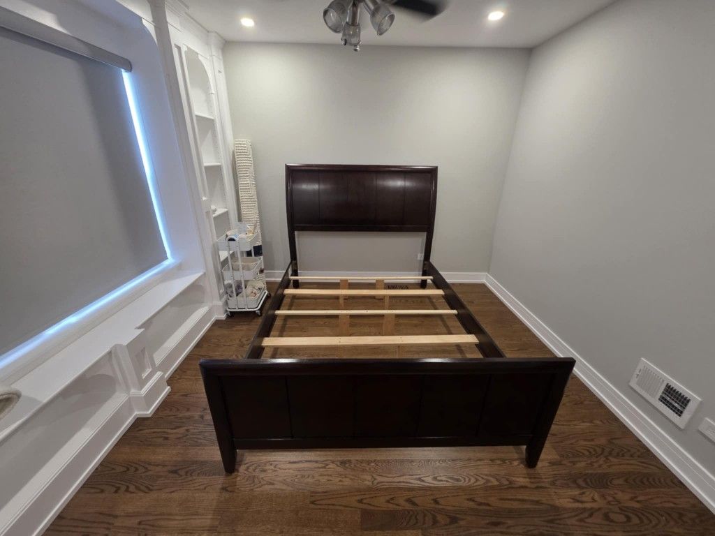Queen Bed Frame With Mattress, Box Spring, And Nightstand