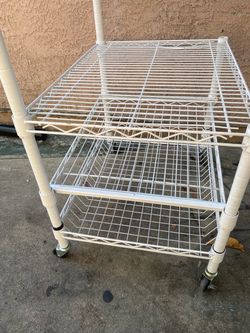 White Wire Shelving Unit on Wheels