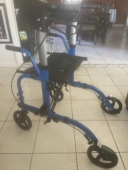 Blue 4-Wheel Rollator Walker with Seat