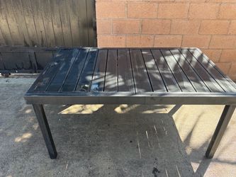 Outdoor Patio Dining Table Dark Slatted Top