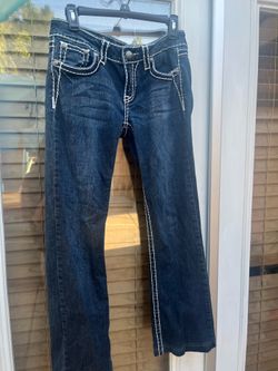 LA Idol Dark Wash Bootcut Jeans – White Stitching
