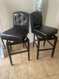 Baxton Studio Ginaro Faux-Leather Swivel Bar Stool 2-piece Set
