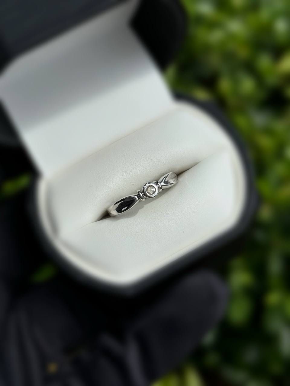 Jewelry 14k solid white gold diamond 0.15CTW ring sz 7.00