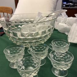 Fostoria Indiana Glass Punch Bowl Set 