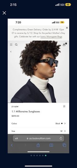 Louis Vuitton, Accessories, Louis Vuitton 1 Millionaire Sunglasses Z1165w