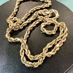 X Large 28 1/4” Solid 63.4g 14k Yellow Gold Rope Chain “MUST SEE”