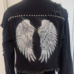 Reworked Street Style Cropped Denim Jacket. S/M