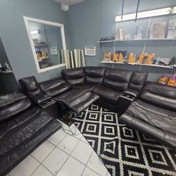 Black Leather Sectional-delivery Avav