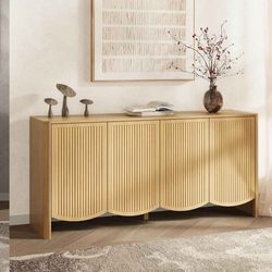 Adjustable Shelves Living Room Cabinet Brafabhome Accent Fluted...