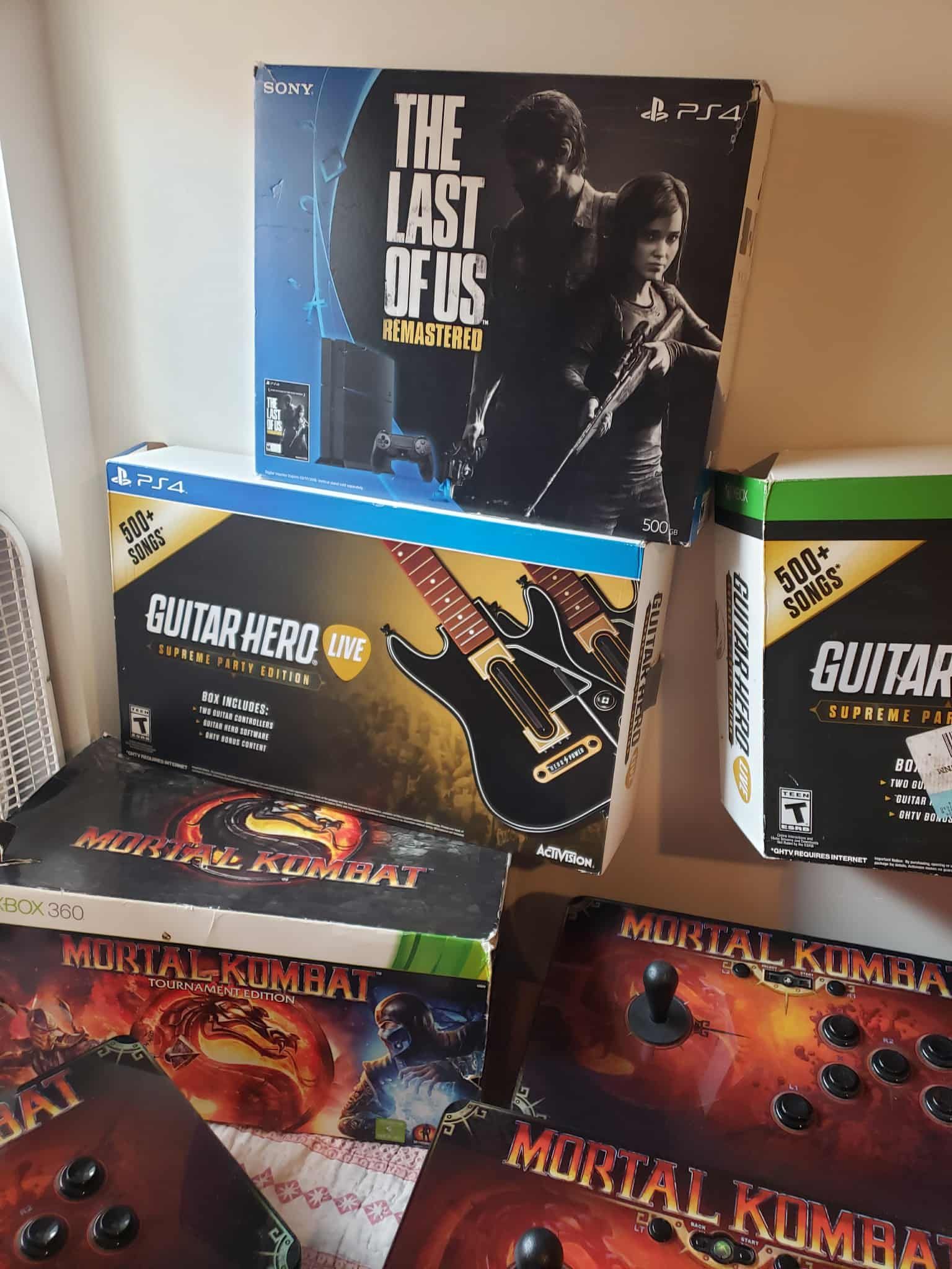 Guitar hero Live $300! Each. Mortal Kombat arcade $300! Each. PS4 Last Of US $200! & $250! VR Bundles PS3 PS4 PS5 xbox360 Xbox One Xbox Series X S all