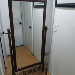 Cherry Wood Chevel Antique Mirror 