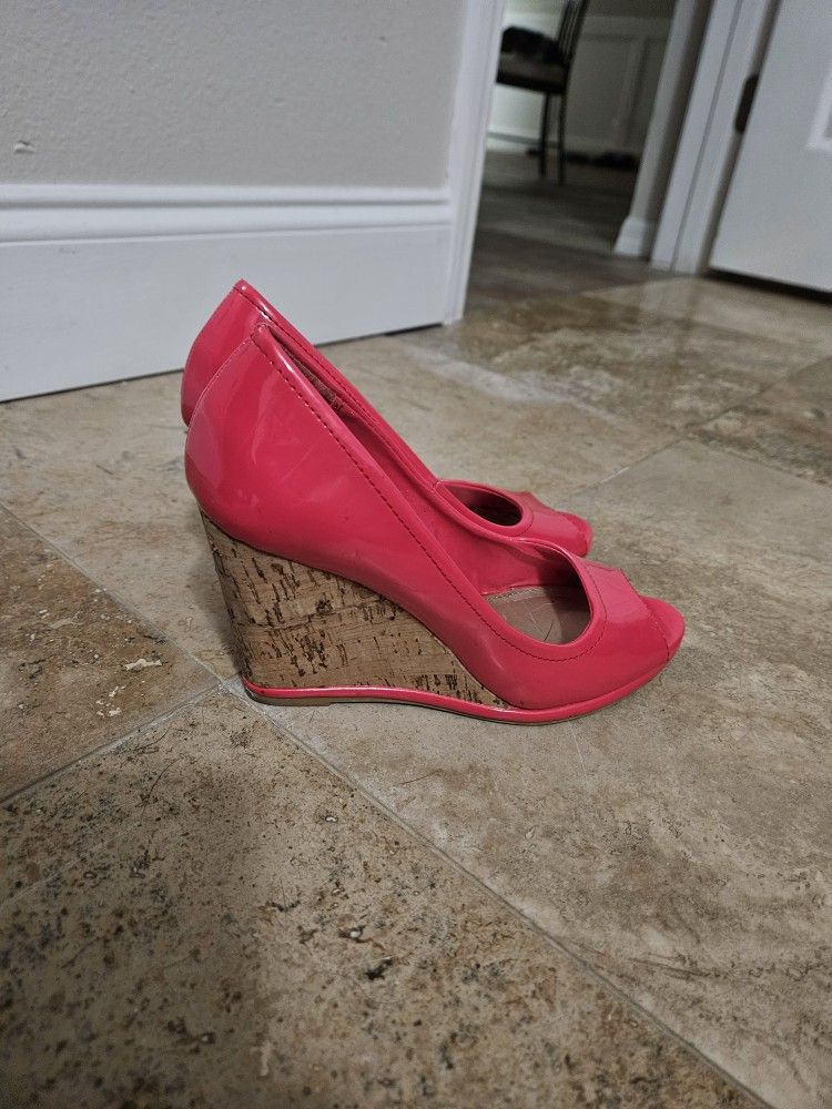 Hot Pink Wedge Heels