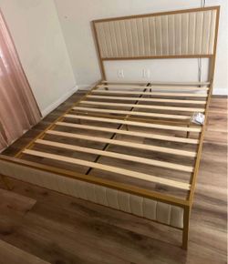 Queen Size Bed Frame (only) - Pink Velvet