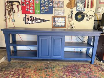 92” Lakeside Cottage Console TV Media Credenza Solid Wood (repainted) 92”x34”x21