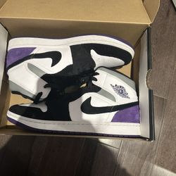 Size 11.5- Jordan 1 Mid SE Black/ Varsity Purple/ White 
